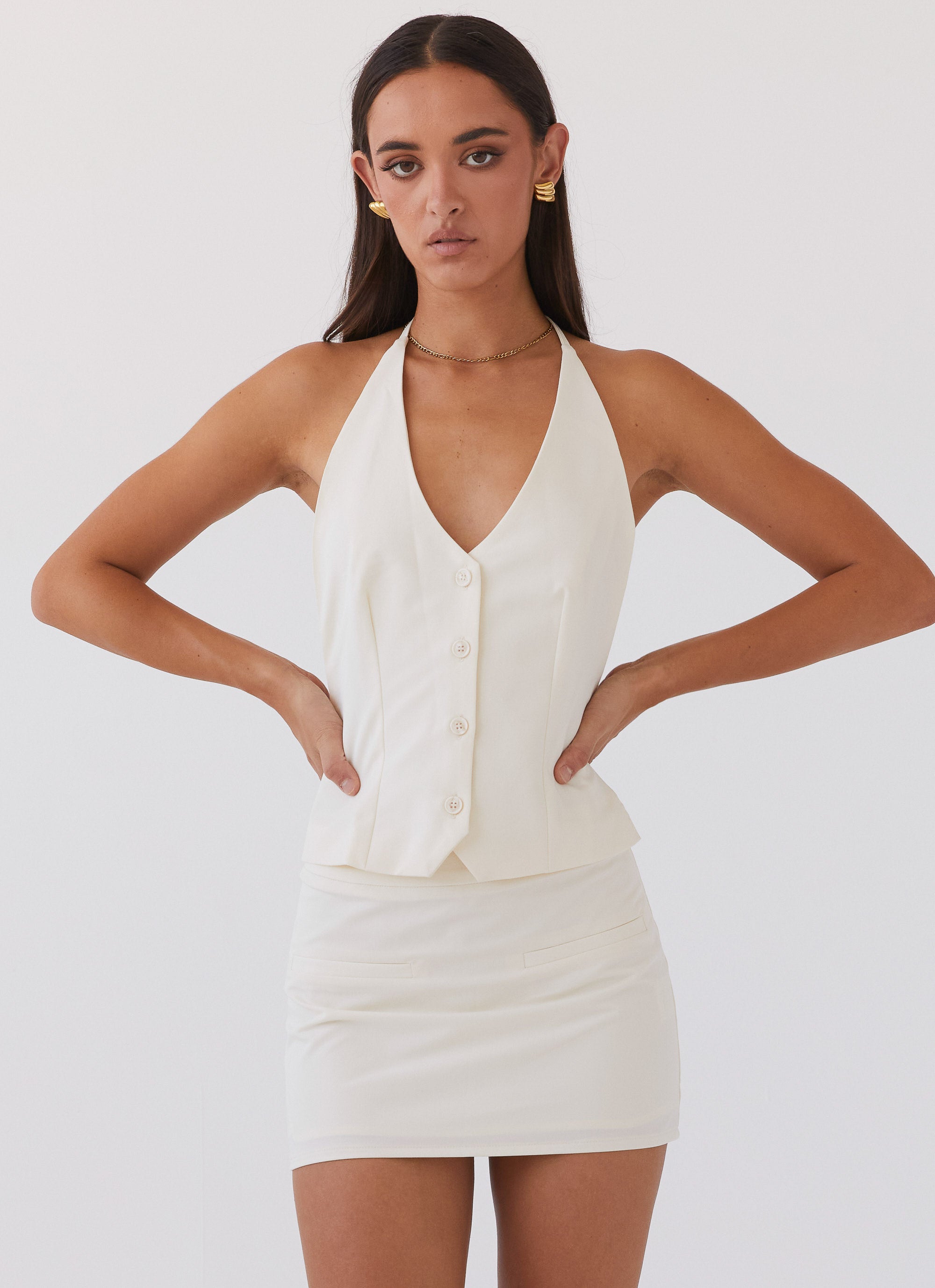 Halter Top White Vest Top Dress Sarah Halterneck Vest Top Ivory Ivory US 16 Halter Top White Vest Top Dress Sarah Halterneck Vest Top Ivory Ivory US 16