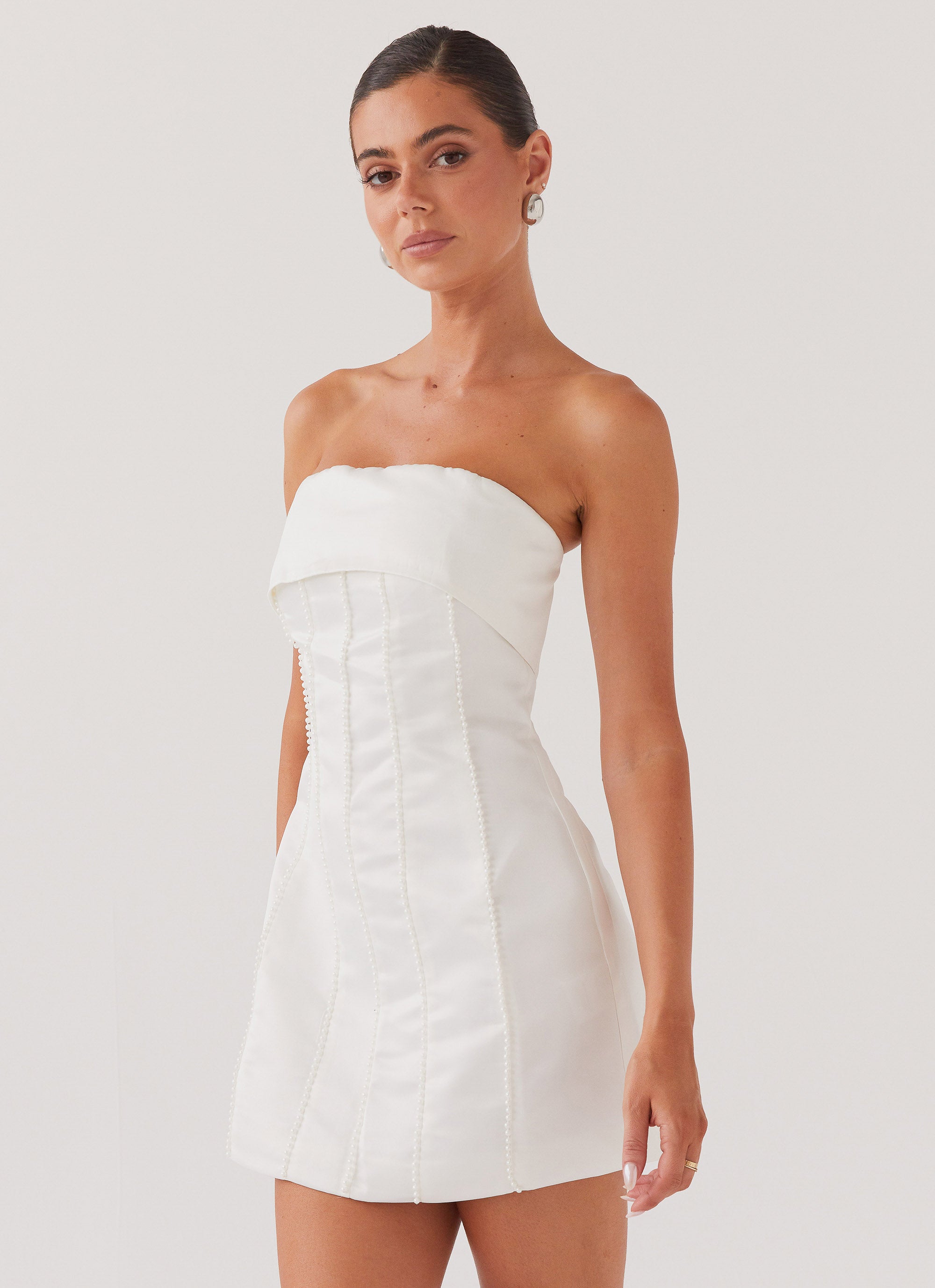 Bombshell Tube Mini Dress - White Pearl – Peppermayo US