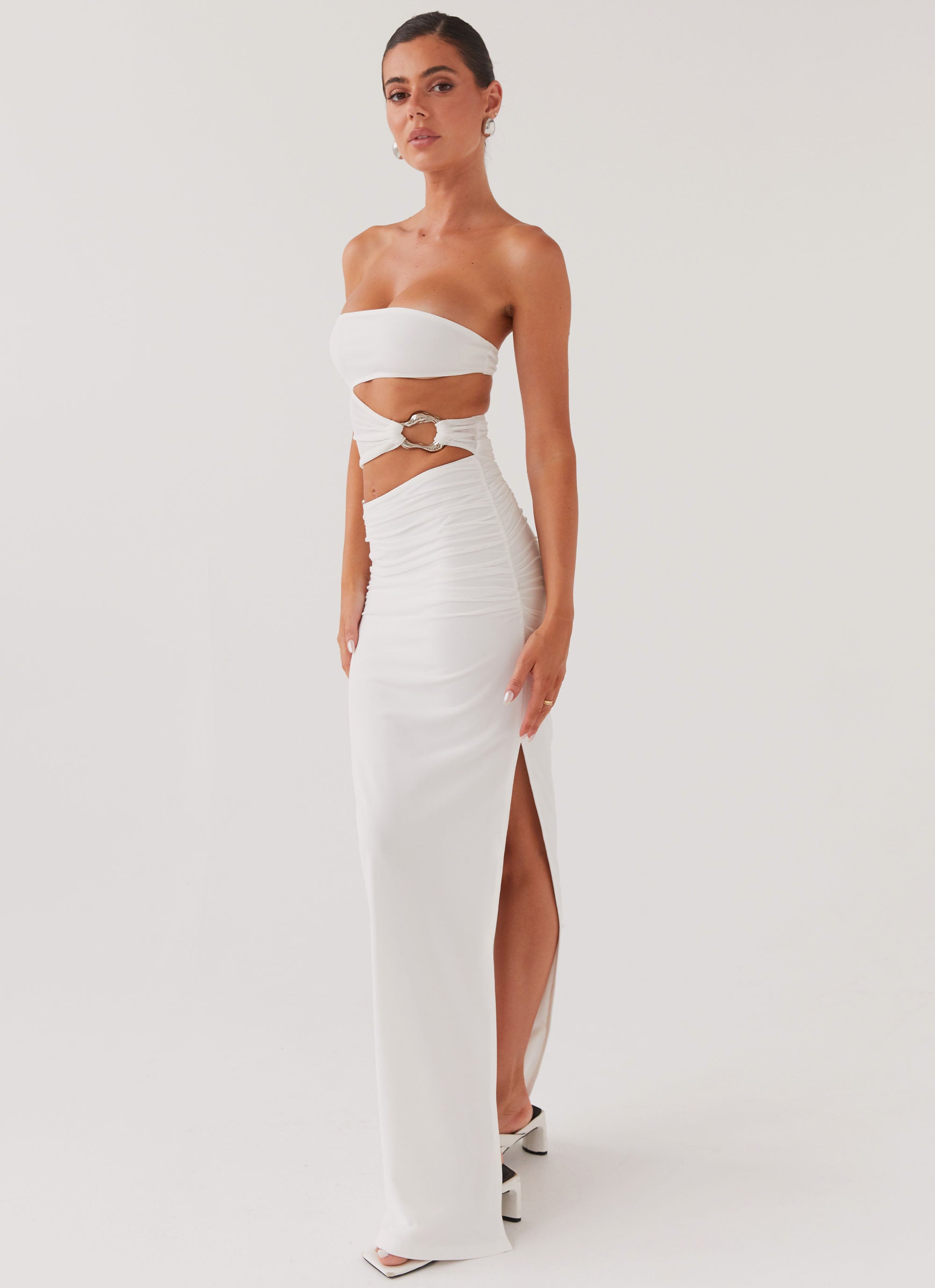 Into Pieces Mesh Maxi Dress - White Peppermayo US Into Pieces Mesh Maxi Dress - White Peppermayo US