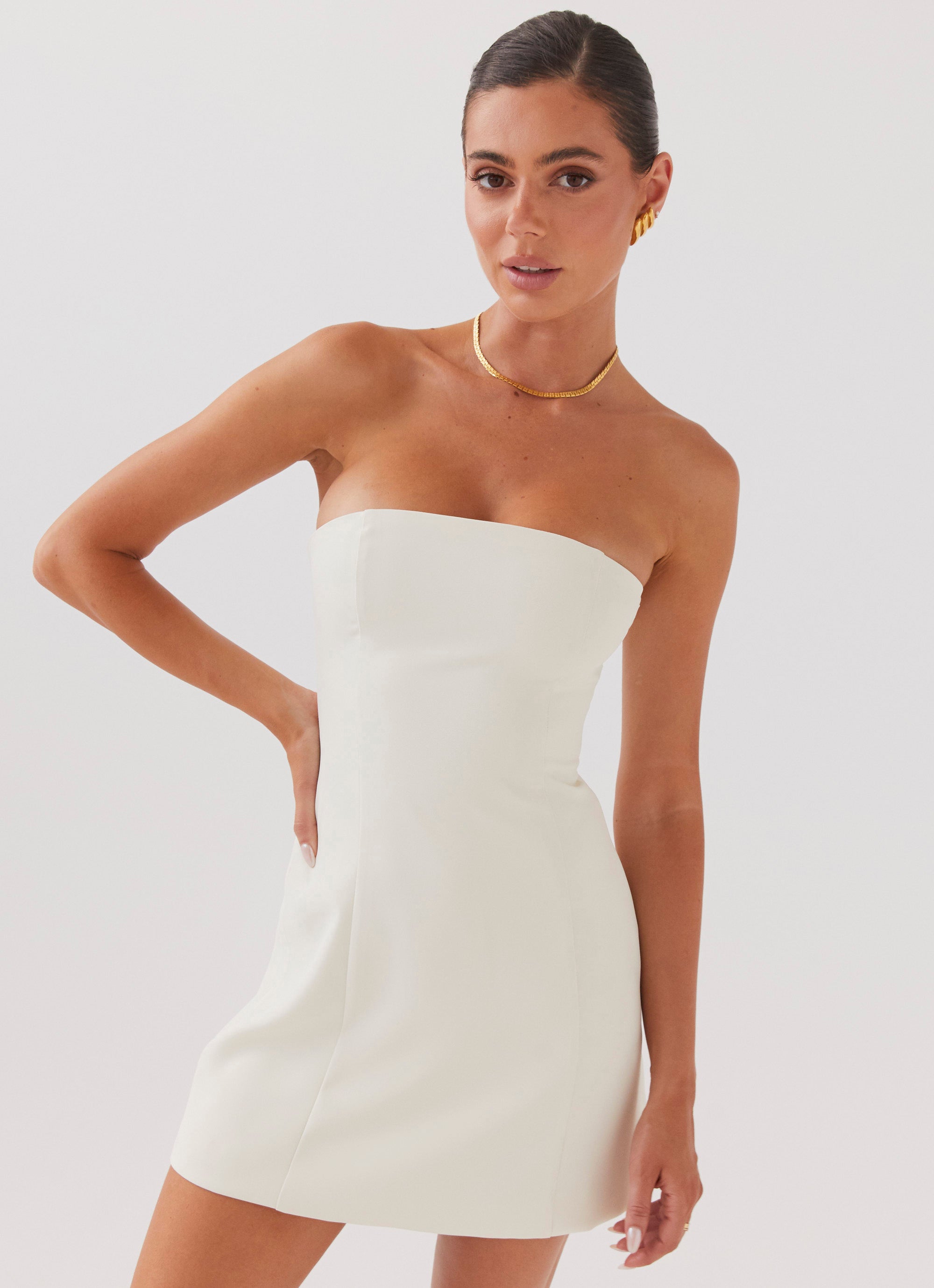 Ayanna Strapless Mini Dress - Ivory – Peppermayo US