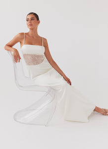 Womens Palais Royale Lace Maxi Dress in the colour Antique in front of a light grey background