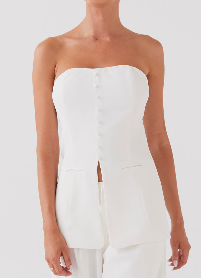 Riveria Tailored Strapless Top - Ivory
