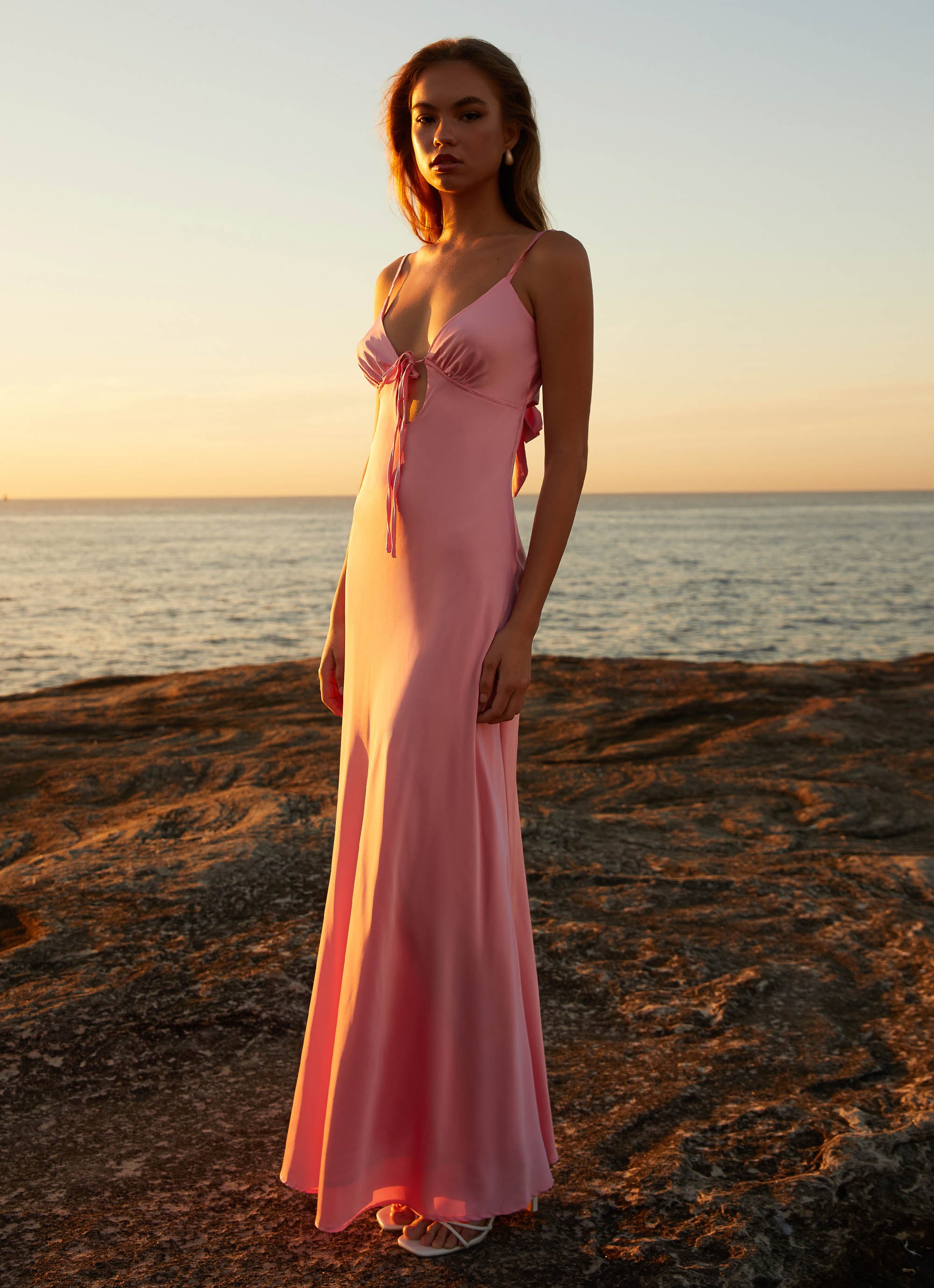 Flora Satin Maxi Dress - Candy Candy / US 16 Flora Satin Maxi Dress - Candy Candy / US 16