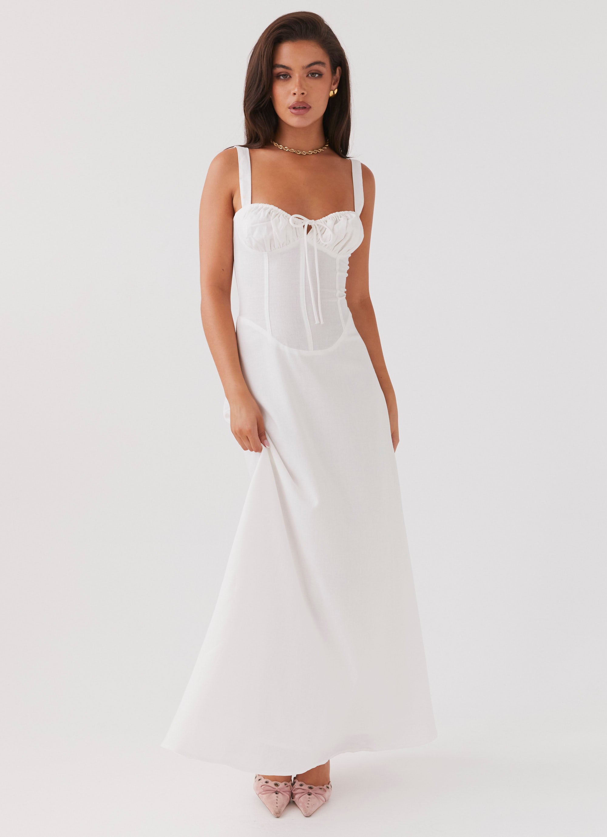 Lucie Linen Maxi Dress - White Peppermayo US Lucie Linen Maxi Dress - White Peppermayo US