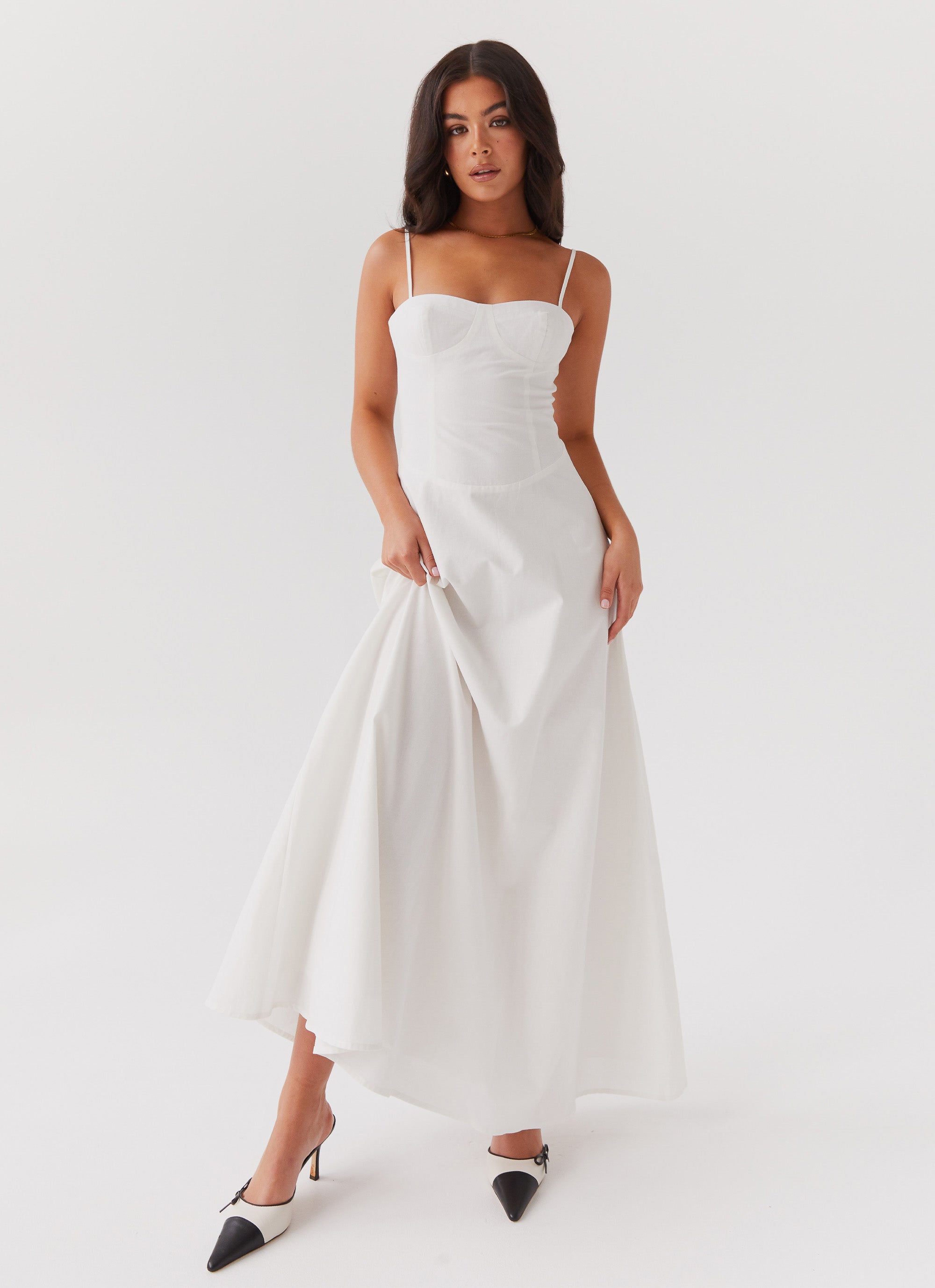 Angelina Linen Maxi Dress - White Angelina Linen Maxi Dress - White