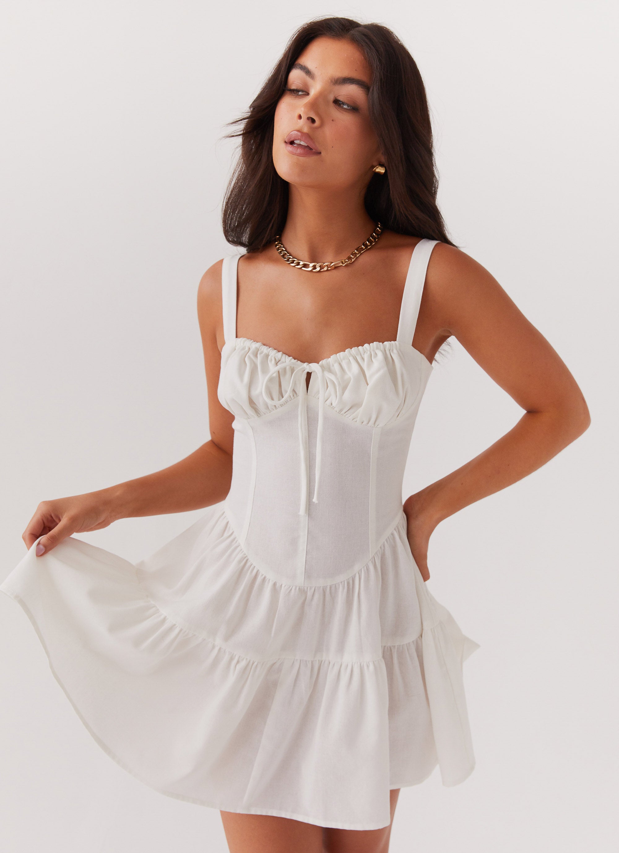 Lucie Linen Mini Dress - Ivory Peppermayo US Lucie Linen Mini Dress - Ivory Peppermayo US