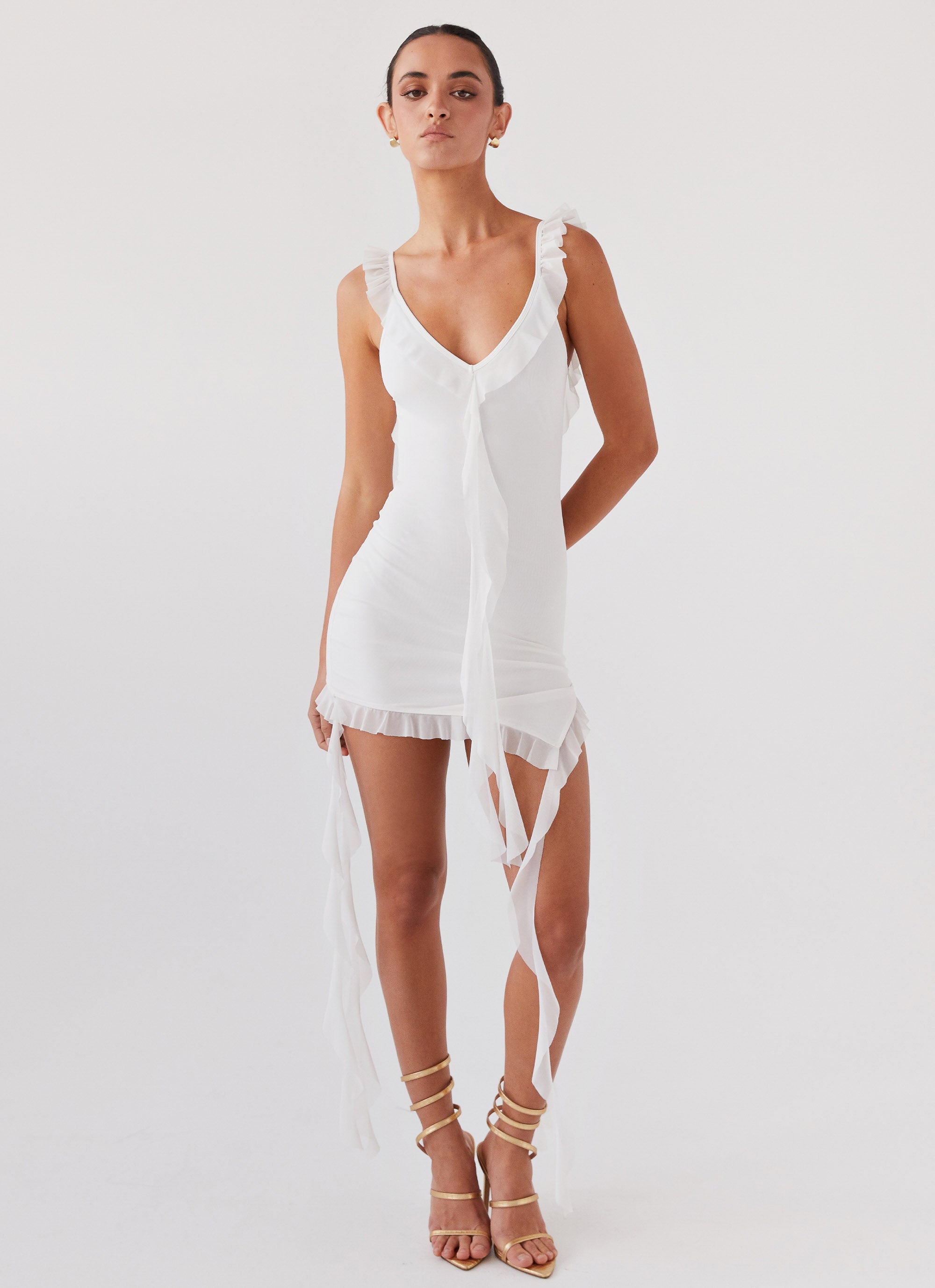 Heaven Knows Frill Mini Dress - White Peppermayo US Heaven Knows Frill Mini Dress - White Peppermayo US
