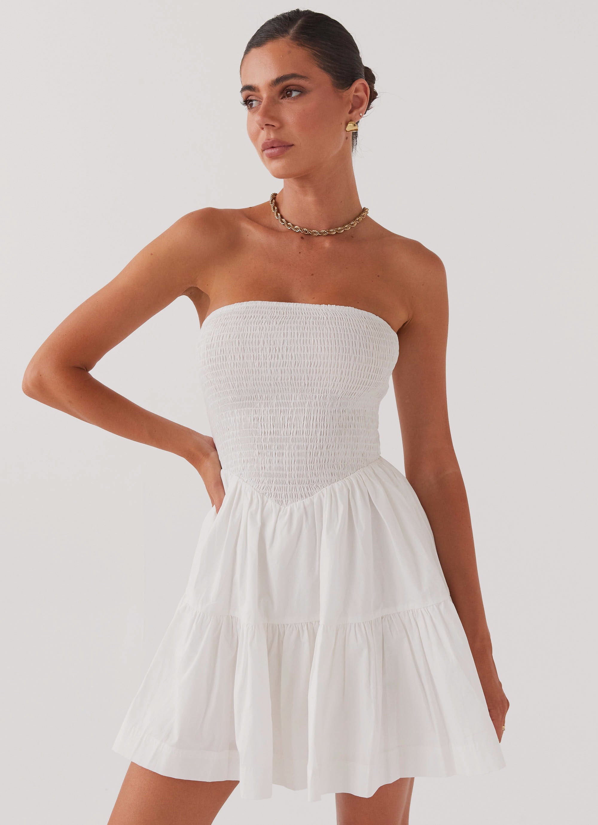 Harper Strapless Mini Dress - White Harper Strapless Mini Dress - White