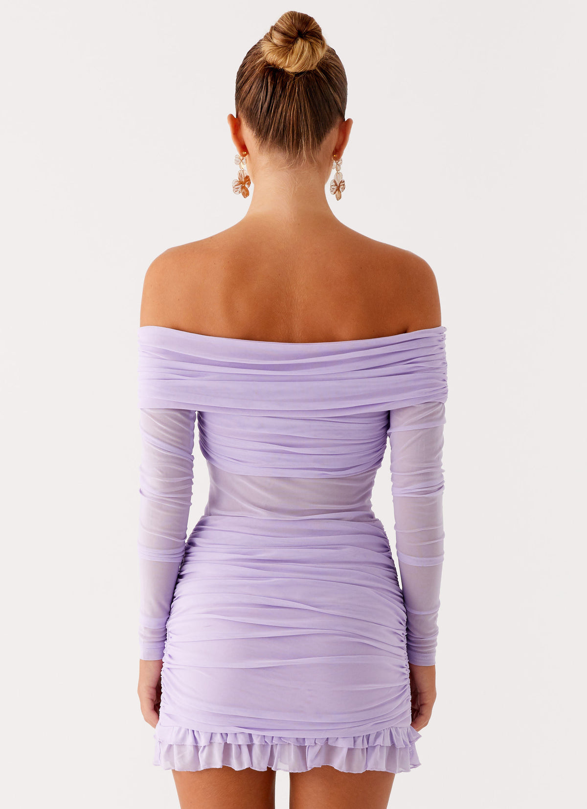 purple long sleeve dress Velvi - Athena Pearl Mini - Lilac or no bra Tiff Long Sleeve Mini Dress