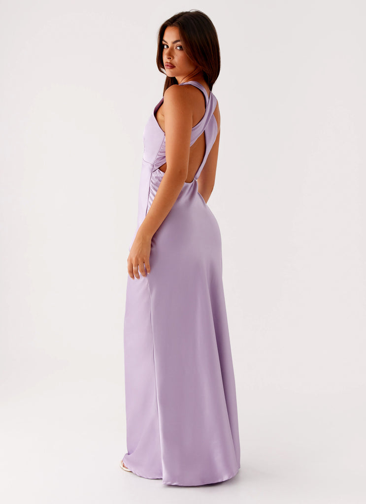 lilac maxi dress casual ASOS Design Draped Textured Halter Neck Maxi Dress in lilac-Purple