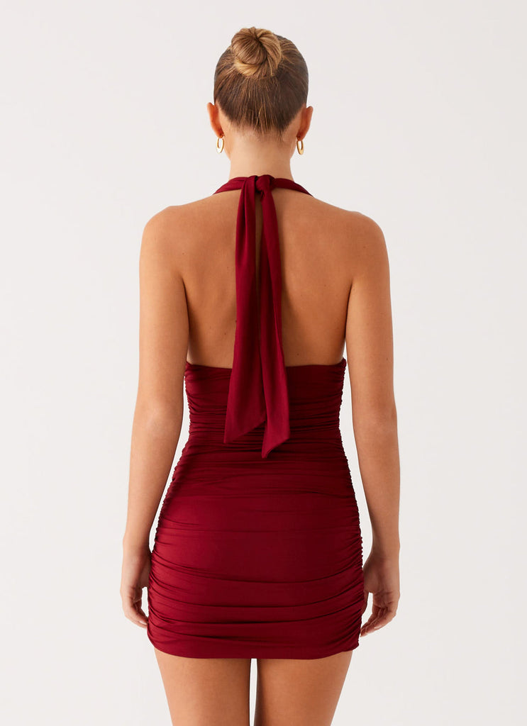 Abelia Halter Mini Dress - Maroon Abelia Halter Mini Dress - Maroon