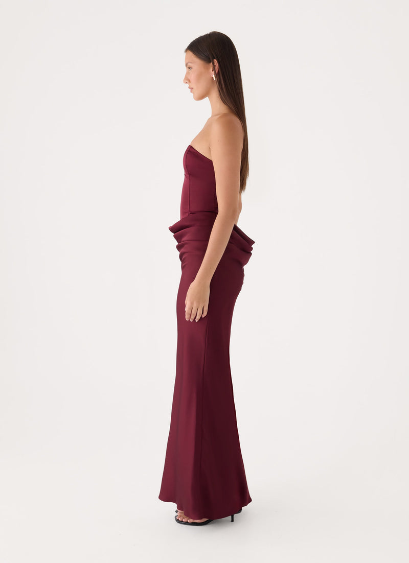 Adara Corset Maxi Dress - Burgundy