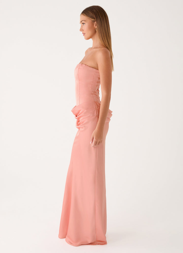 maxi cosi peach amber Adara Corset Maxi Dress