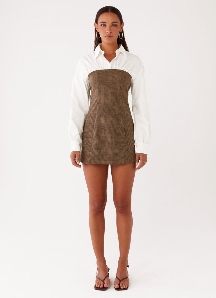Adelaide Shirt Mini Dress - Brown Peppermayo US Adelaide Shirt Mini Dress - Brown Peppermayo US