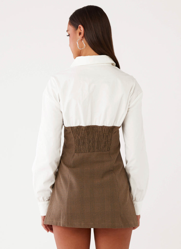 Adelaide Shirt Mini Dress - Brown Peppermayo US Adelaide Shirt Mini Dress - Brown Peppermayo US