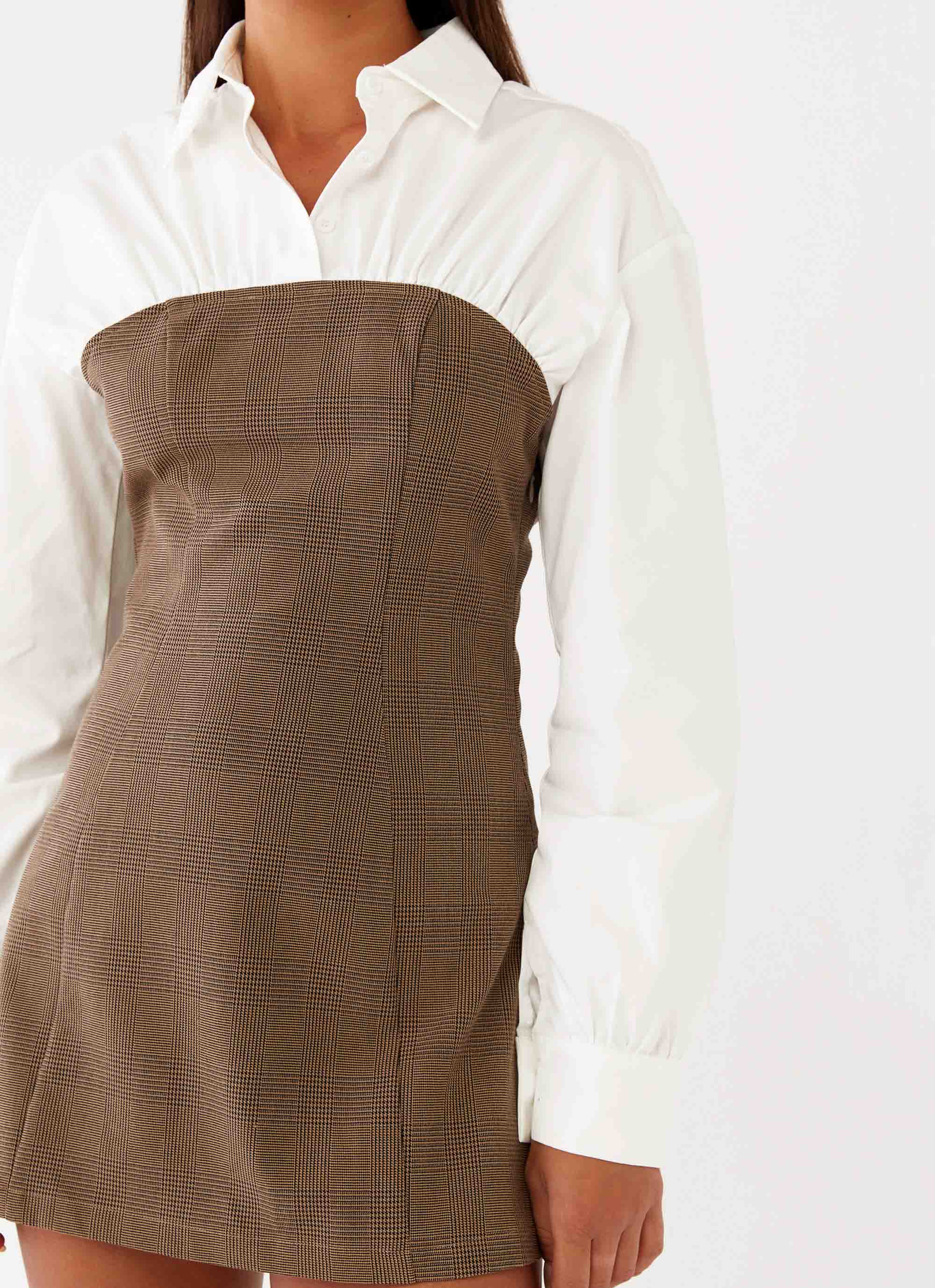 Adelaide Shirt Mini Dress - Brown Peppermayo US Adelaide Shirt Mini Dress - Brown Peppermayo US
