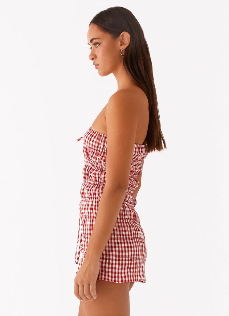 Adele Mini Dress - Red Gingham