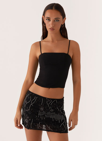 国内で当店のみ PINKSPINK - surreal eyes mini skirt - black Adored_By_You_Mini_Skirt_Black