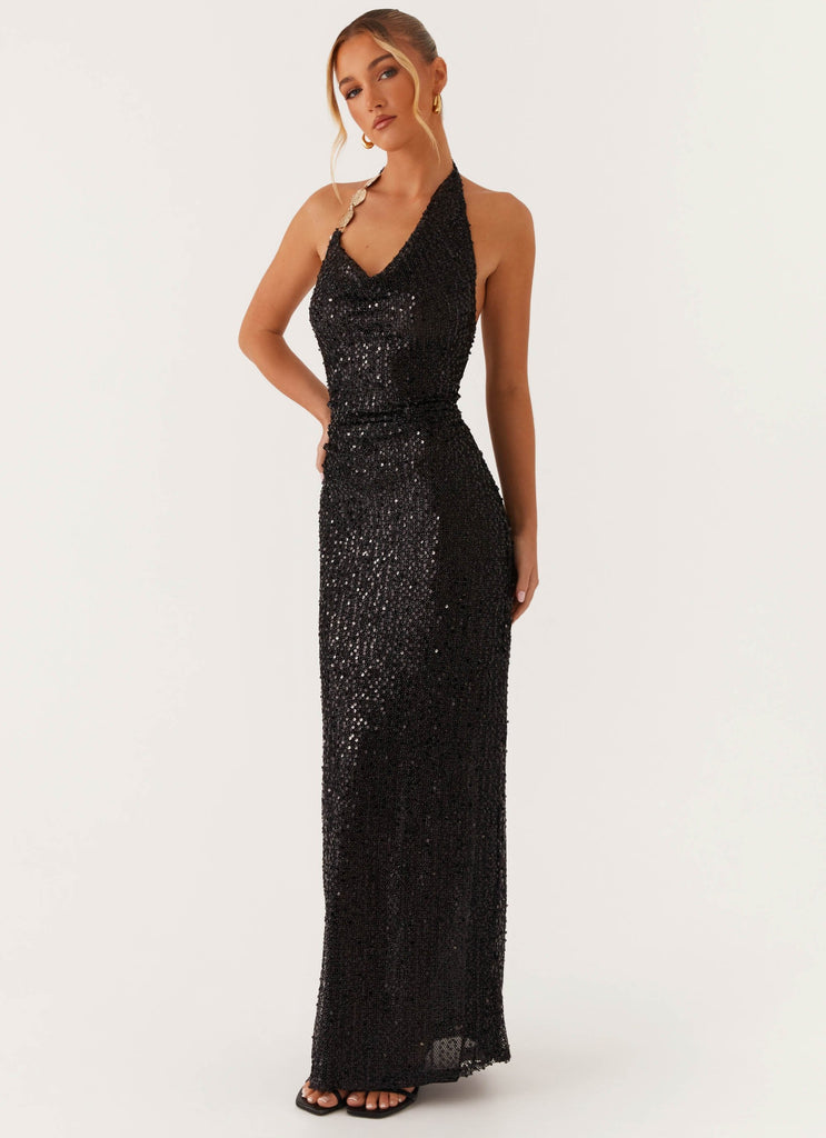 After Tonight Sequin Cowl Neck Maxi Dress - Black Peppermayo US After Tonight Sequin Cowl Neck Maxi Dress - Black Peppermayo US