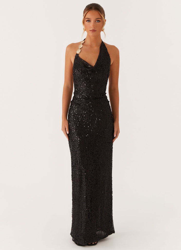 After Tonight Sequin Cowl Neck Maxi Dress - Black Peppermayo US After Tonight Sequin Cowl Neck Maxi Dress - Black Peppermayo US