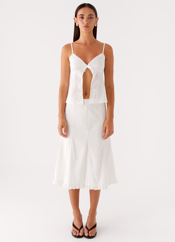 Alec Midi Skirt White 1 Peppermayo