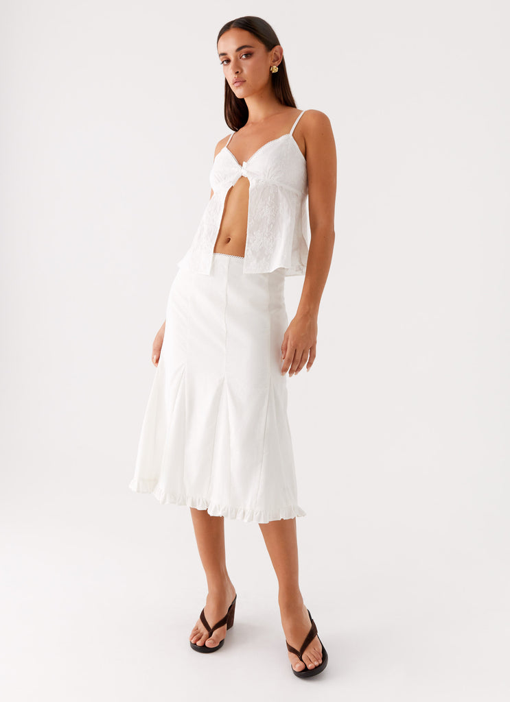 Alec Midi Skirt White 2 Peppermayo