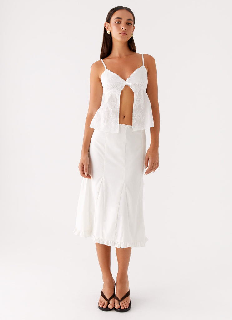 Alec Midi Skirt White 3 Peppermayo