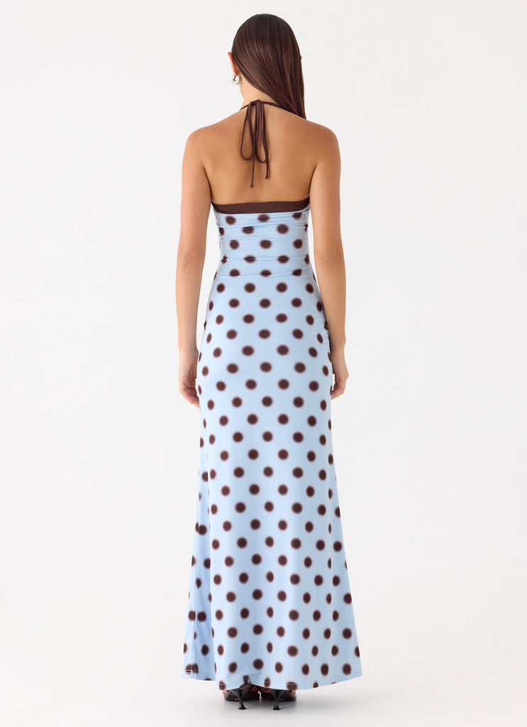 Alessandro Halter Maxi Dress - Blue Mocha Dot Blue Mocha Dot / US 4