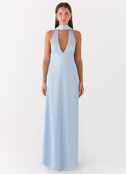 chinese dress ladies Alicia Satin Halter Maxi Dress