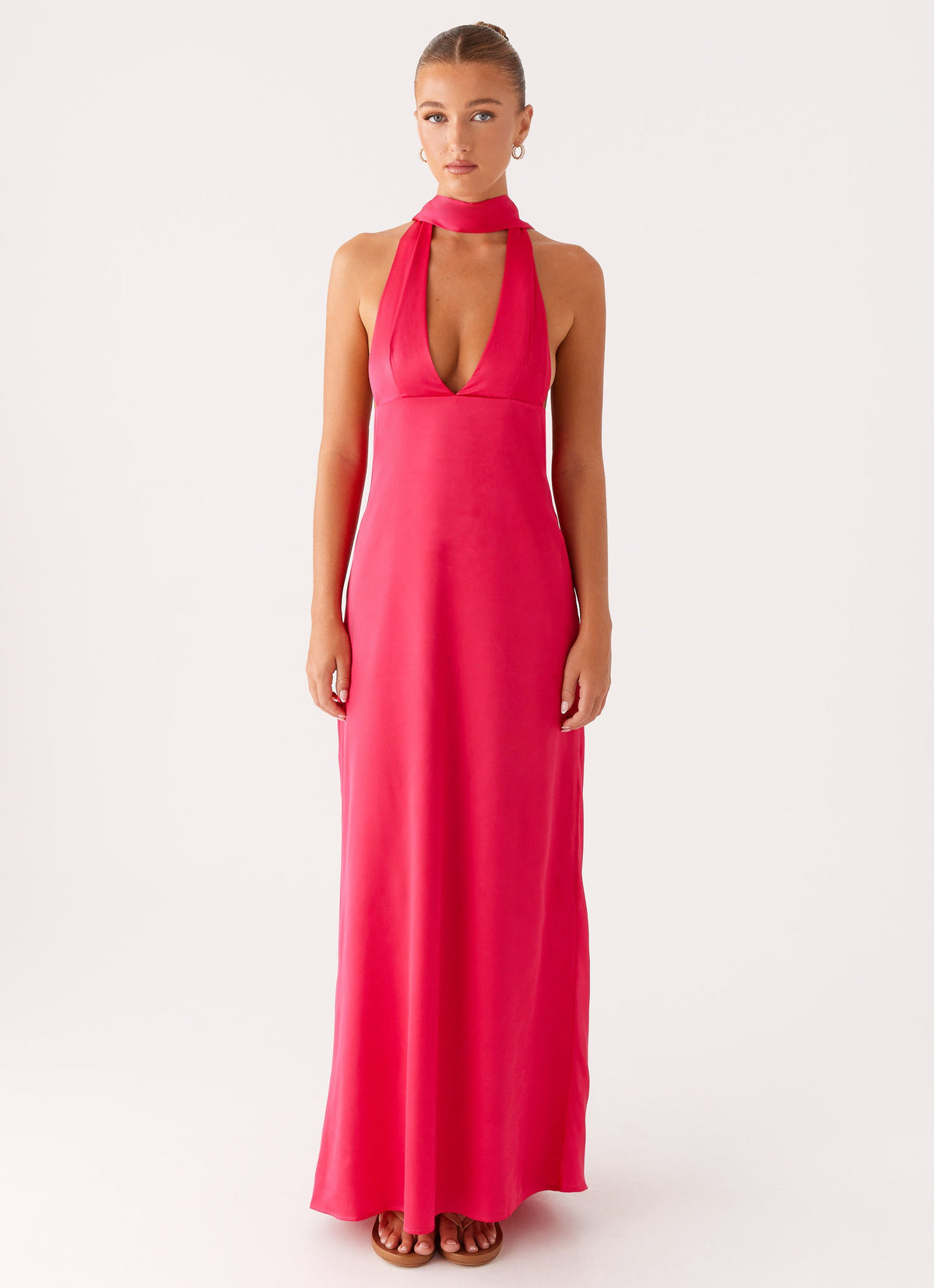 Rush Dress | Alicia Satin Halter Maxi Dress