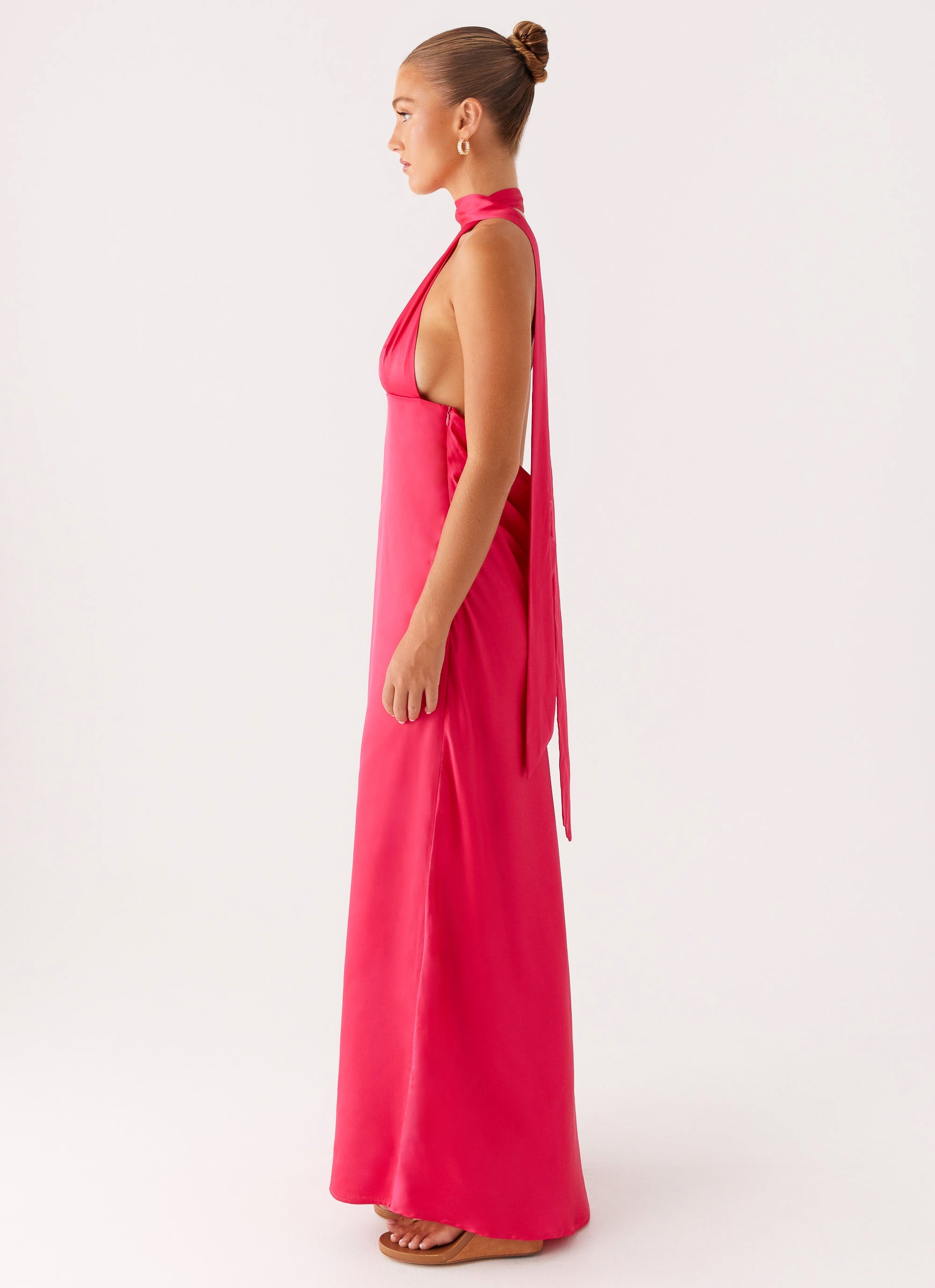 Alicia Satin Halter Maxi Dress - Fuchsia Fuchsia / US 10 Alicia Satin Halter Maxi Dress - Fuchsia Fuchsia / US 10