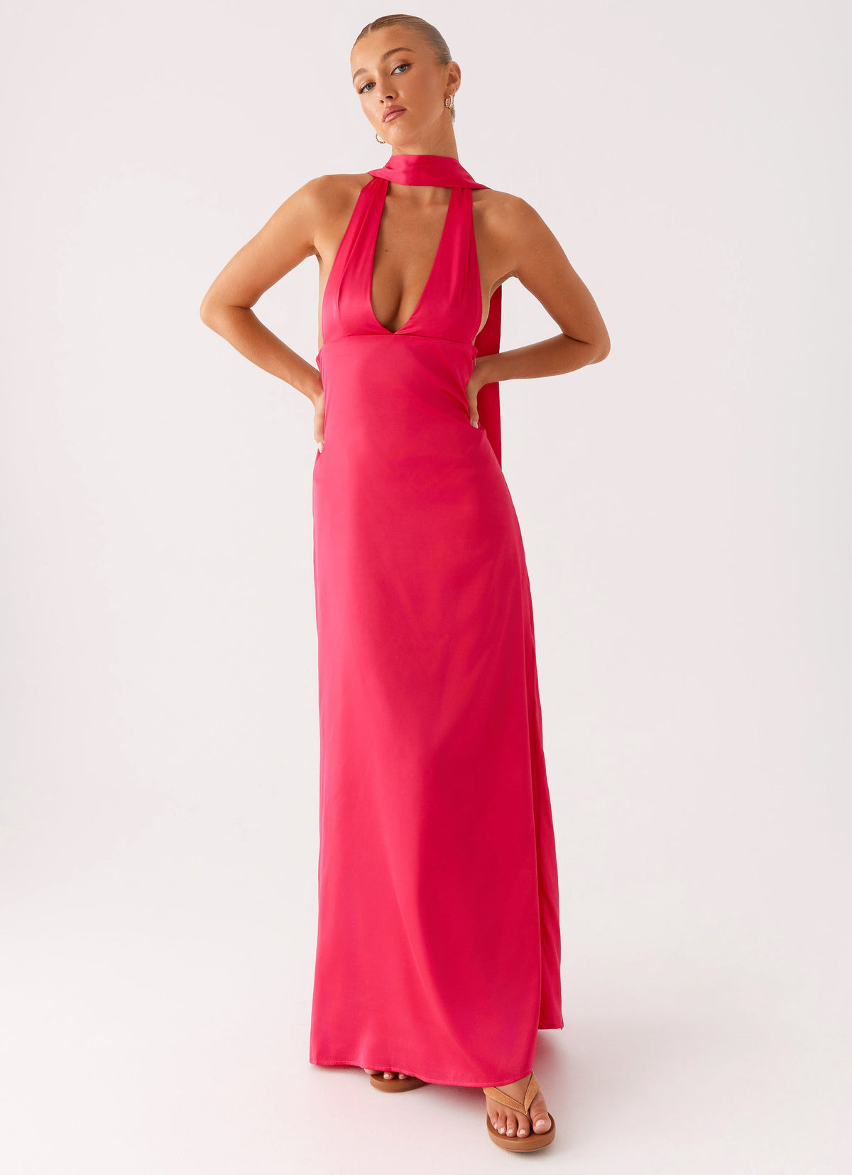 pink satin halter dress Arella Coquette Mini and soft satin Rush Dress | Alicia Satin