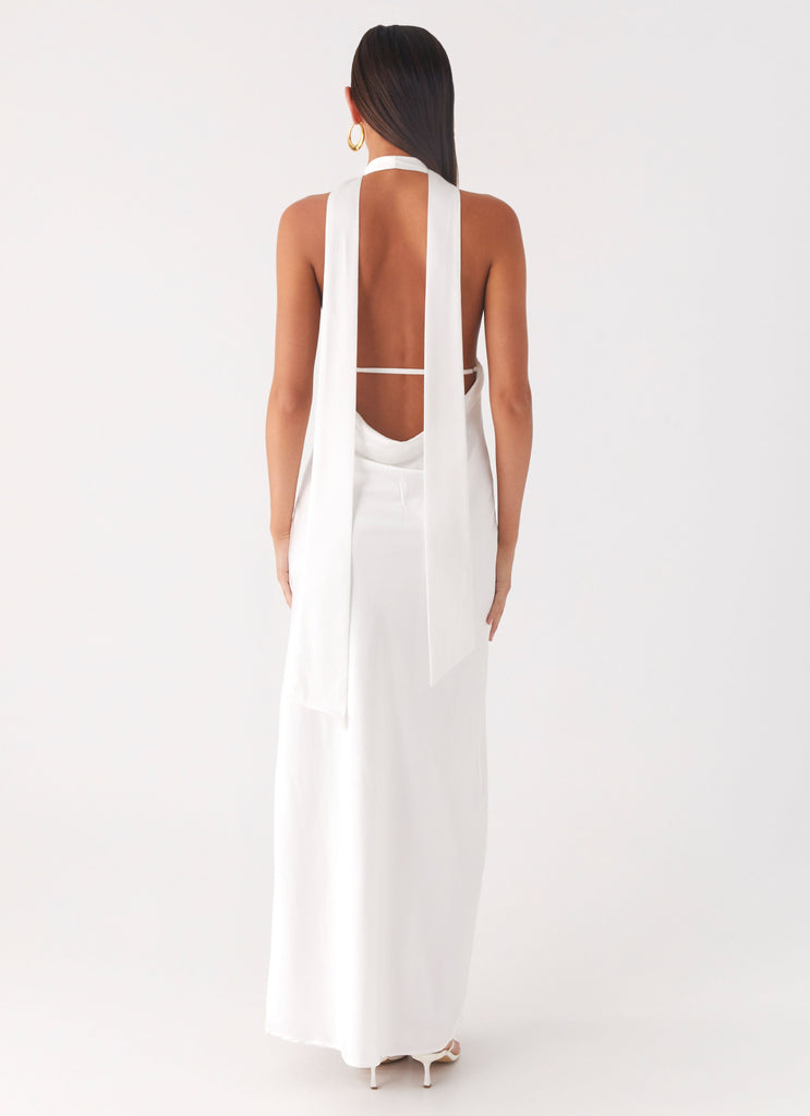 Alicia Satin Halter Maxi Dress - White White / US 16 Alicia Satin Halter Maxi Dress - White White / US 16