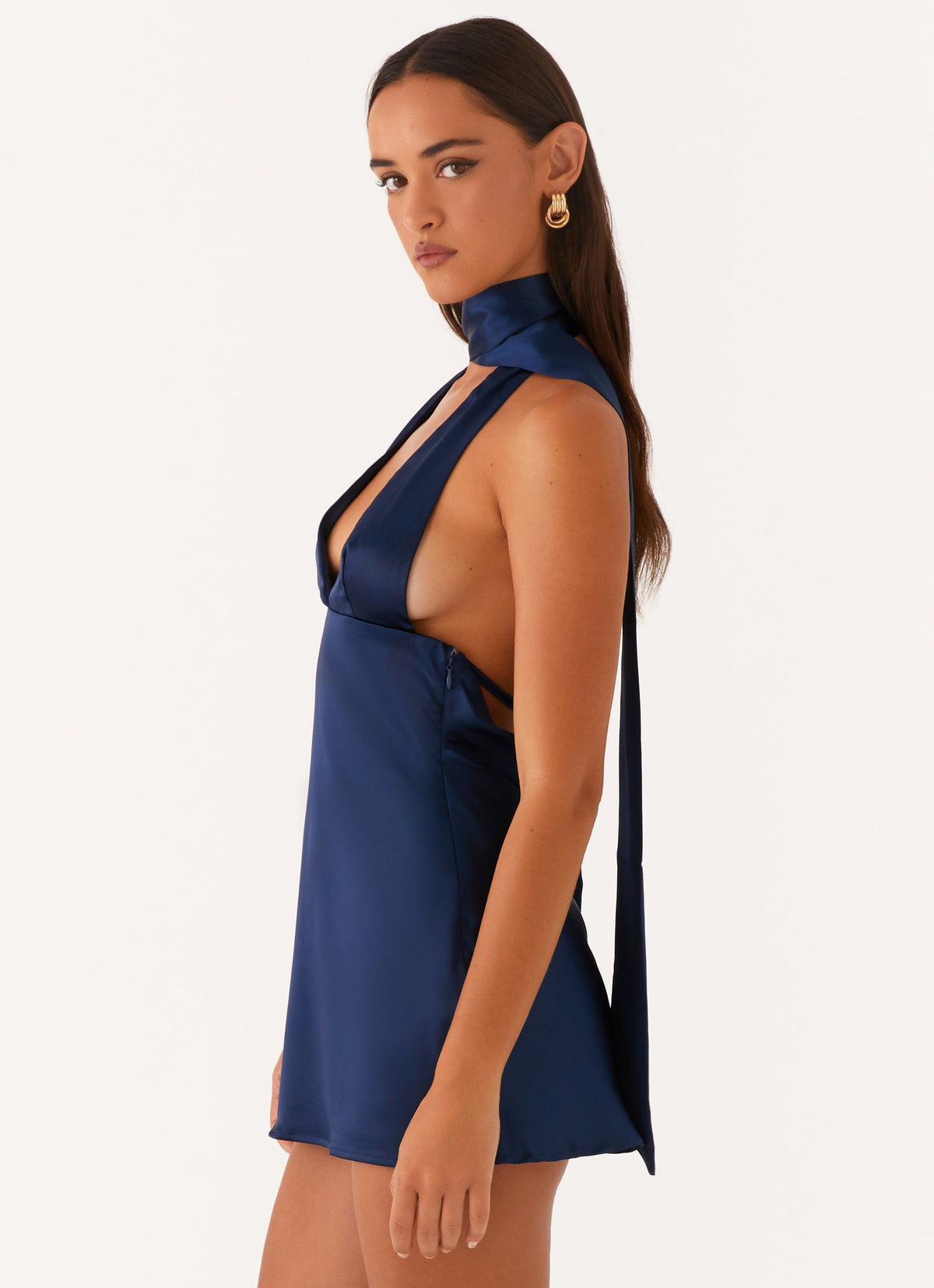 Alicia Satin Halter Mini Dress