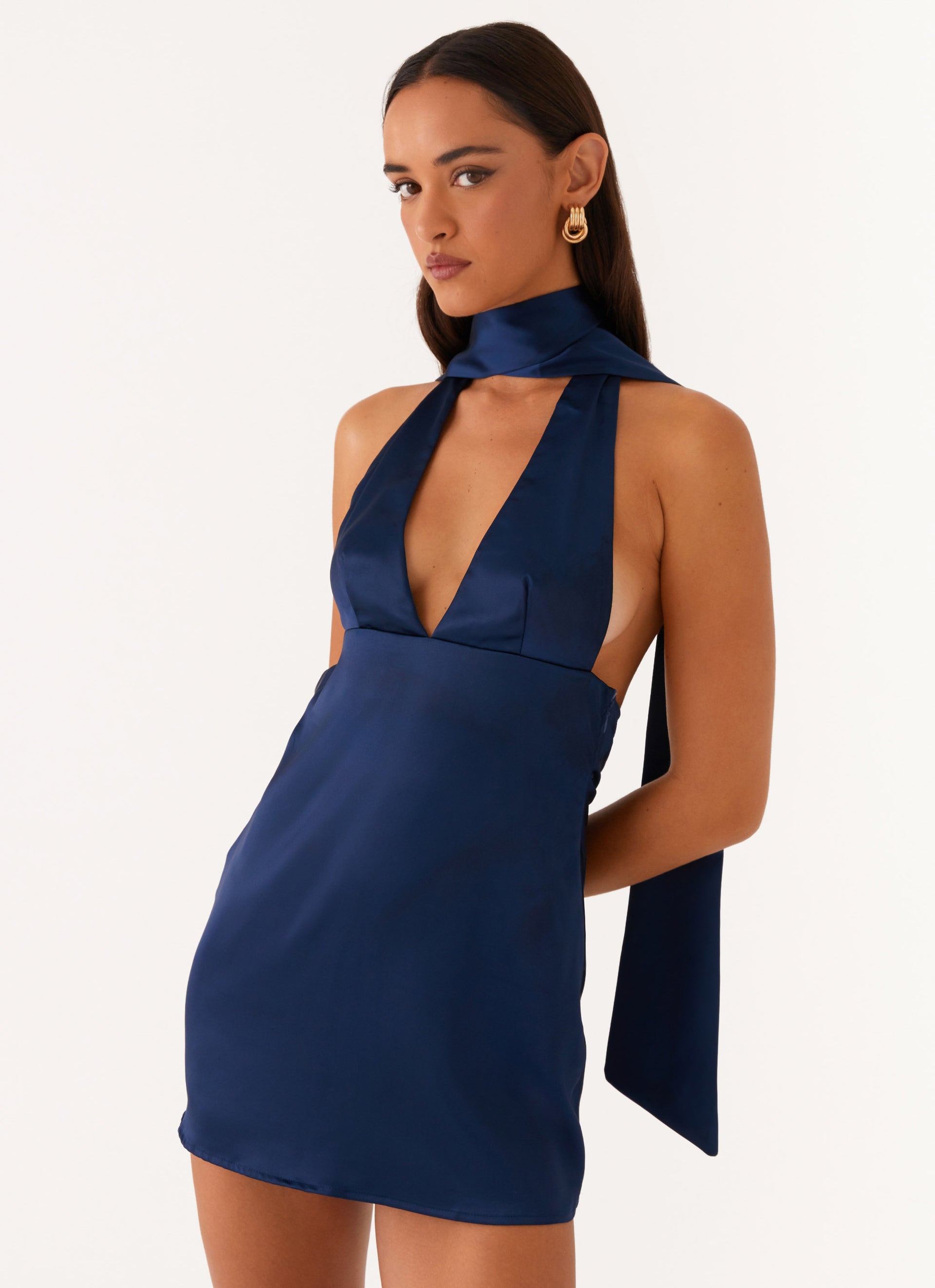 Alicia Satin Halter Mini Dress