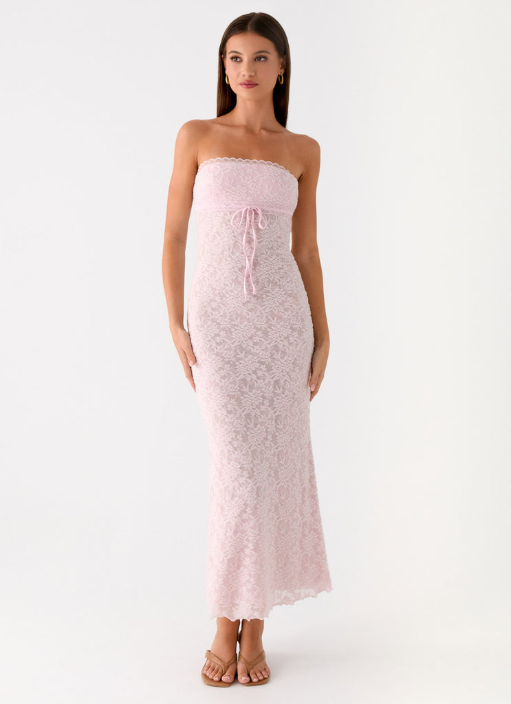 Alida Strapless Jacquard Midi Dress - Pink Alida Strapless Jacquard Midi Dress - Pink