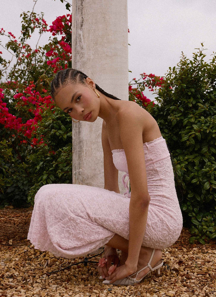 Alida Strapless Jacquard Midi Dress - Pink Alida Strapless Jacquard Midi Dress - Pink
