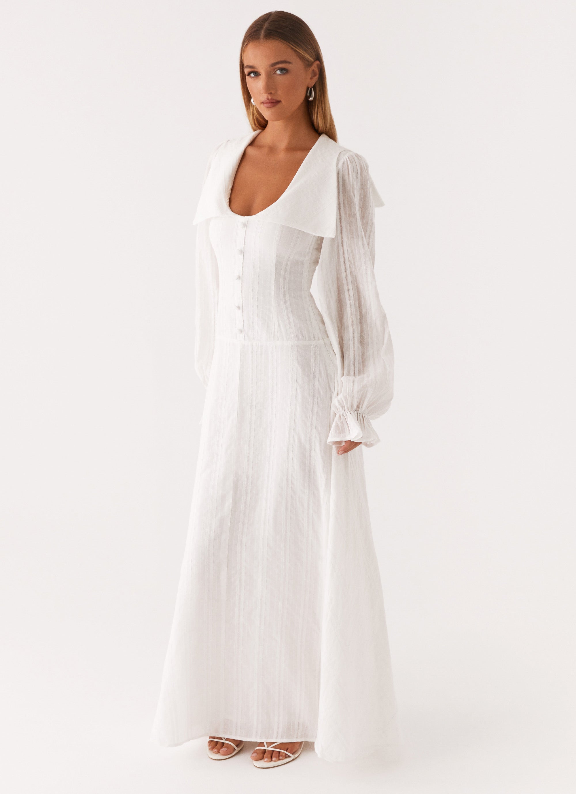 Alima Long Sleeve Maxi Dress - White Peppermayo US Alima Long Sleeve Maxi Dress - White Peppermayo US
