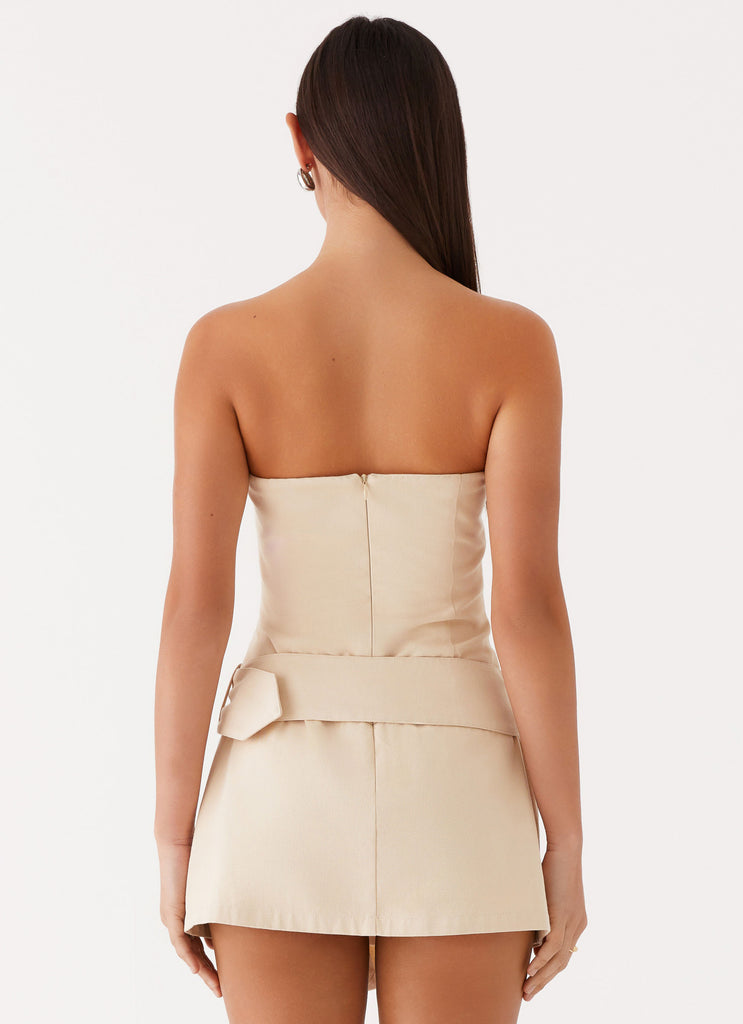 Womens All For You Strapless Mini Dress in the colour Ivory in front of a light grey background
