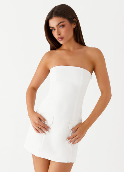 Allora Strapless Mini Dress - White White / US 14