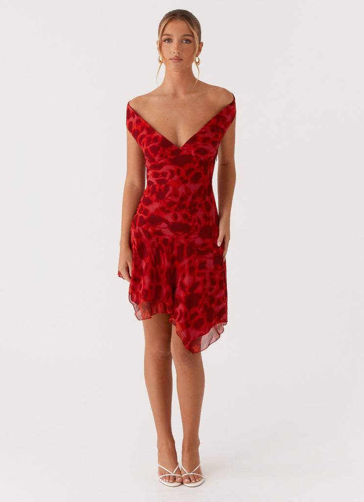Alma Mini Dress - Deep Red Floral Peppermayo US Alma Mini Dress - Deep Red Floral Peppermayo US