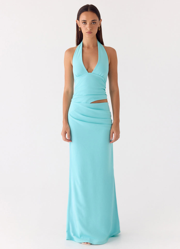 aqua bridesmaid dress Almost Love Maxi Dress