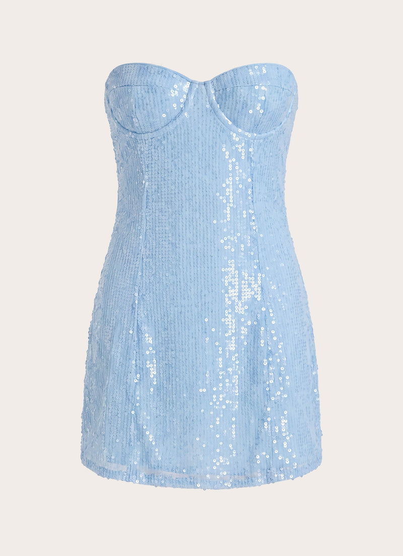 Aloria Sequin Bustier Mini Dress - Blue