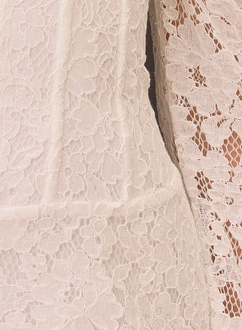 Already Know Lace Long Sleeve Mini Dress - White