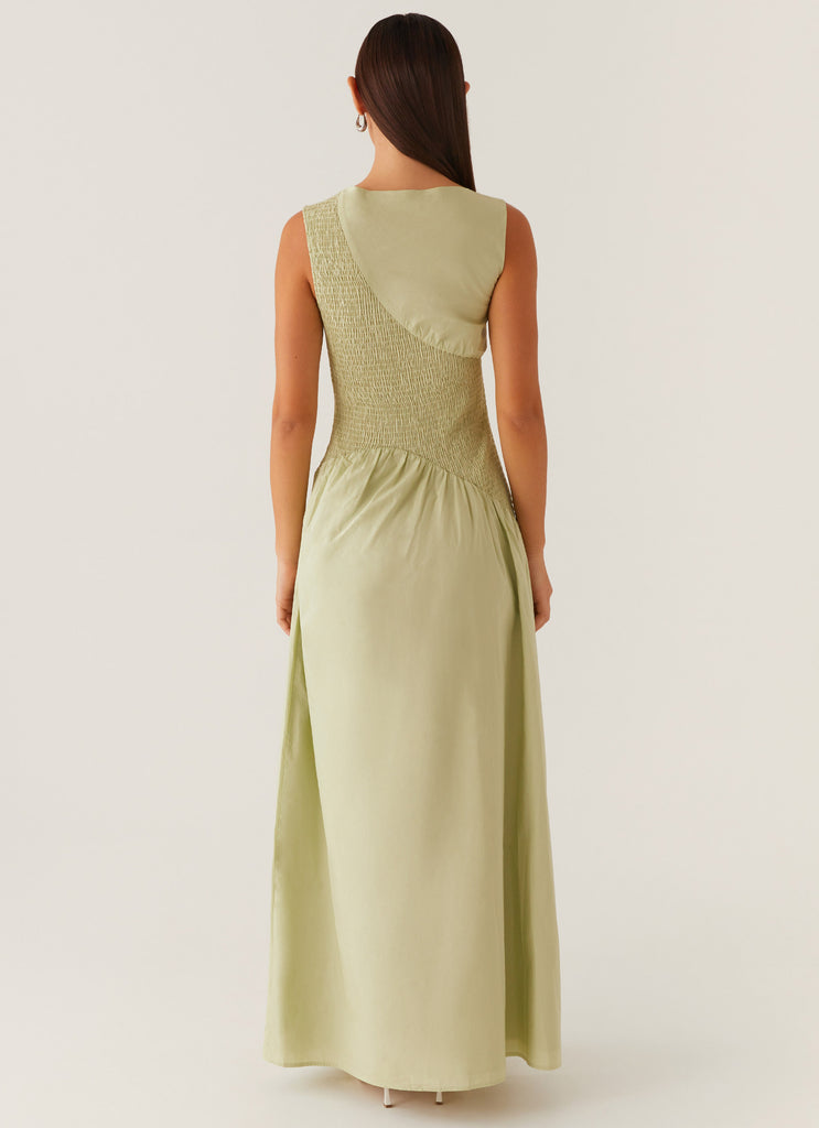 Altitude Shirred Maxi Dress - Pastel Green