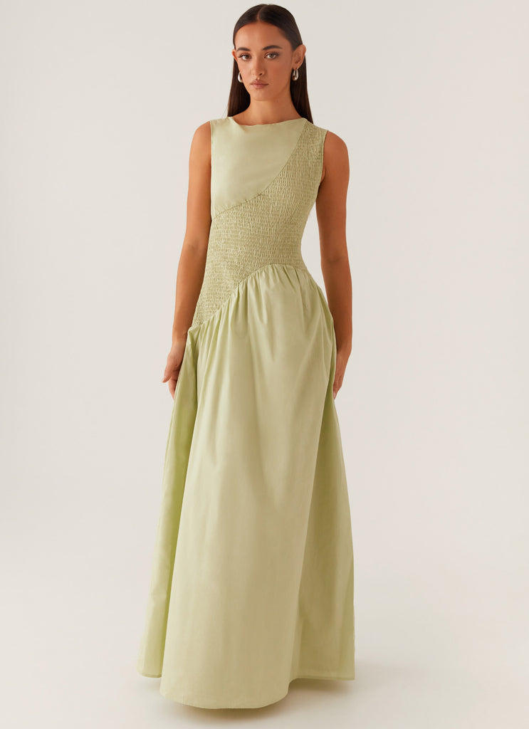 Altitude Shirred Maxi Dress - Pastel Green Peppermayo US Altitude Shirred Maxi Dress - Pastel Green Peppermayo US