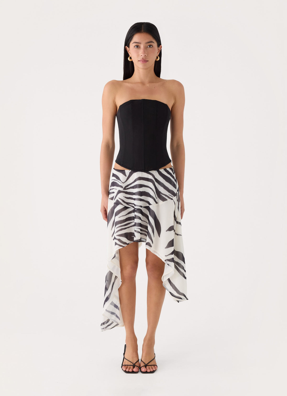 Amalina Asymmetric Midi Skirt - Zebra
