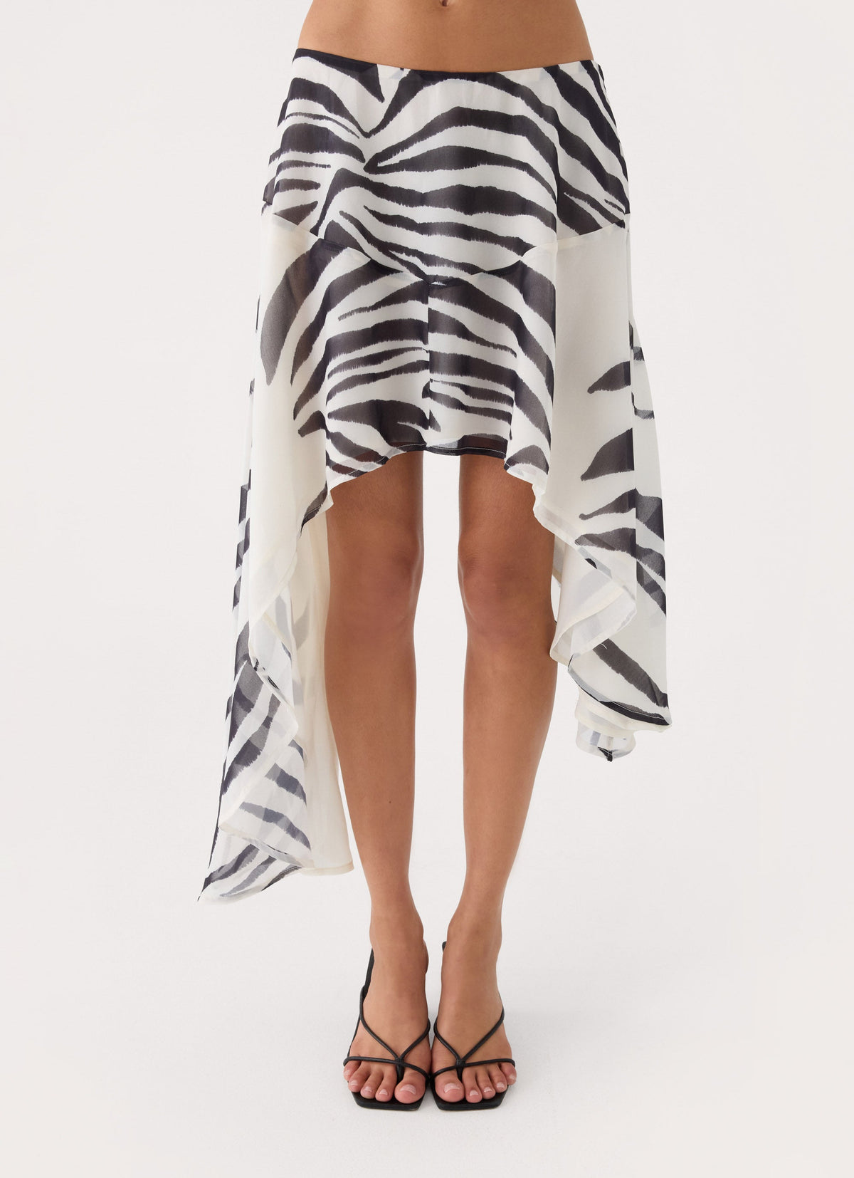 Amalina Asymmetric Midi Skirt - Zebra