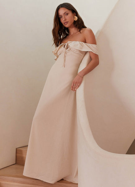 Amarosa Linen Maxi Dress - Natural Peppermayo US Amarosa Linen Maxi Dress - Natural Peppermayo US