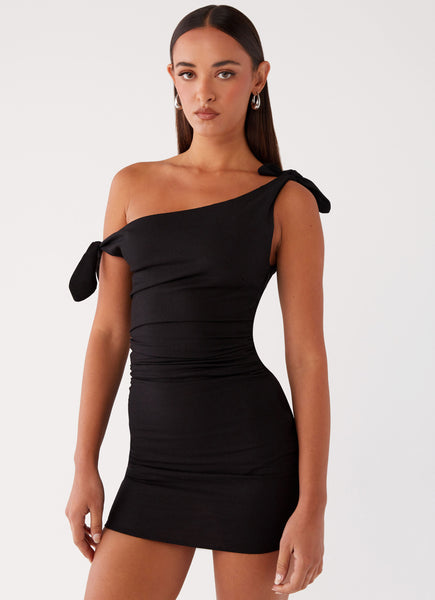 Amazonia Linen Mini Dress - Black  Peppermayo US